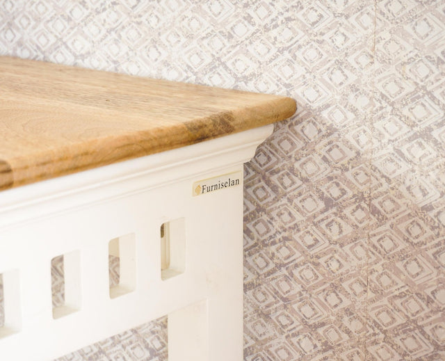 Alexandria Solid Wood Coffee Table Furniselan Milky-White