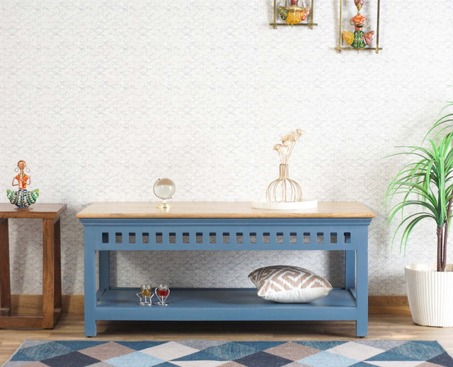 Alexandria Solid Wood Coffee Table Furniselan China-Blue