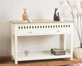 Alexandria Solid Wood Console Table-Two Drawer Furniselan - Frosty White
