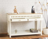 Alexandria Solid Wood Console Table-Two Drawer Furniselan - Frosty White