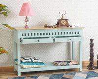 Alexandria Solid Wood Console Table-Two Drawer Furniselan Silt-Green
