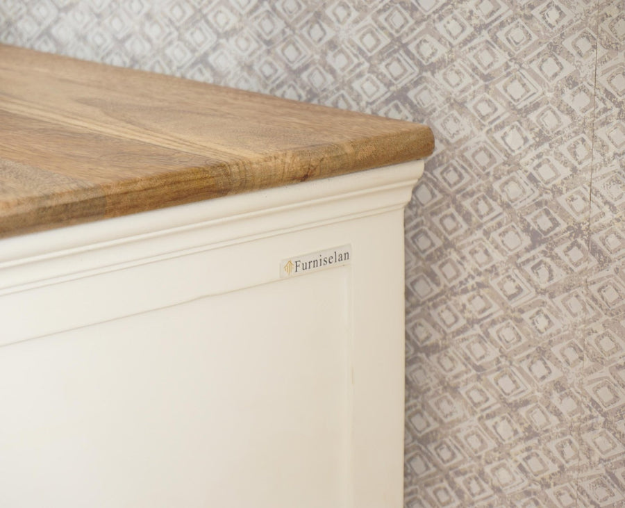 Alexandria Solid Wood Console Table-Two Drawer Furniselan - Frosty White
