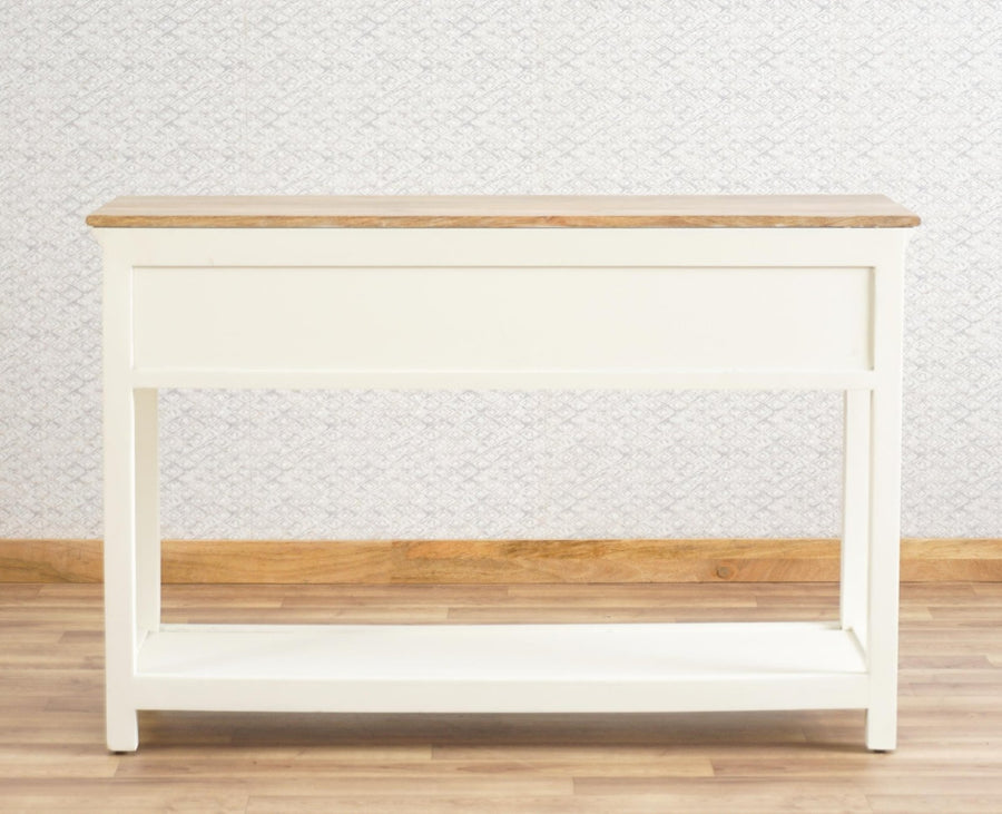 Alexandria Solid Wood Console Table-Two Drawer Furniselan - Frosty White