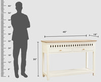 Alexandria Solid Wood Console Table-Two Drawer Furniselan Milky-White