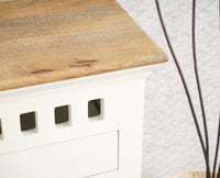 Alexandria Solid Wood Console Table-Two Drawer Furniselan Milky-White