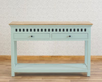 Alexandria Solid Wood Console Table-Two Drawer Furniselan Silt-Green