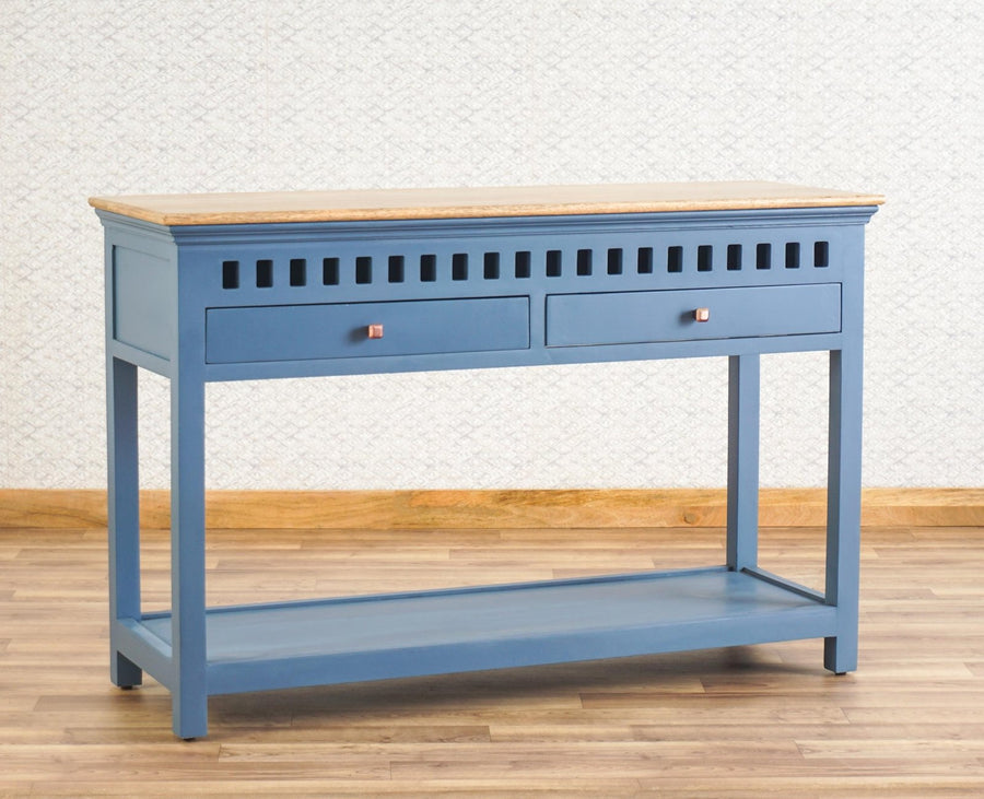 Alexandria Solid Wood Console Table-Two Drawer Furniselan China-Blue