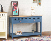 Alexandria Solid Wood Console Table-Two Drawer Furniselan China-Blue
