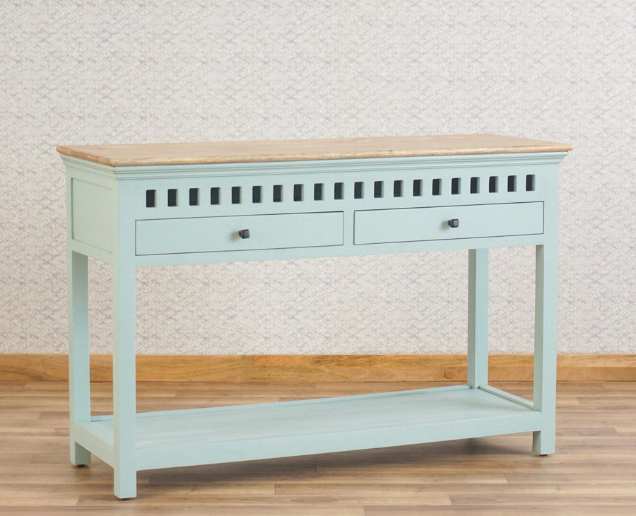 Alexandria Solid Wood Console Table-Two Drawer Furniselan Silt-Green