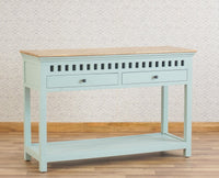 Alexandria Solid Wood Console Table-Two Drawer Furniselan Silt-Green
