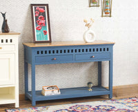 Alexandria Solid Wood Console Table-Two Drawer Furniselan China-Blue