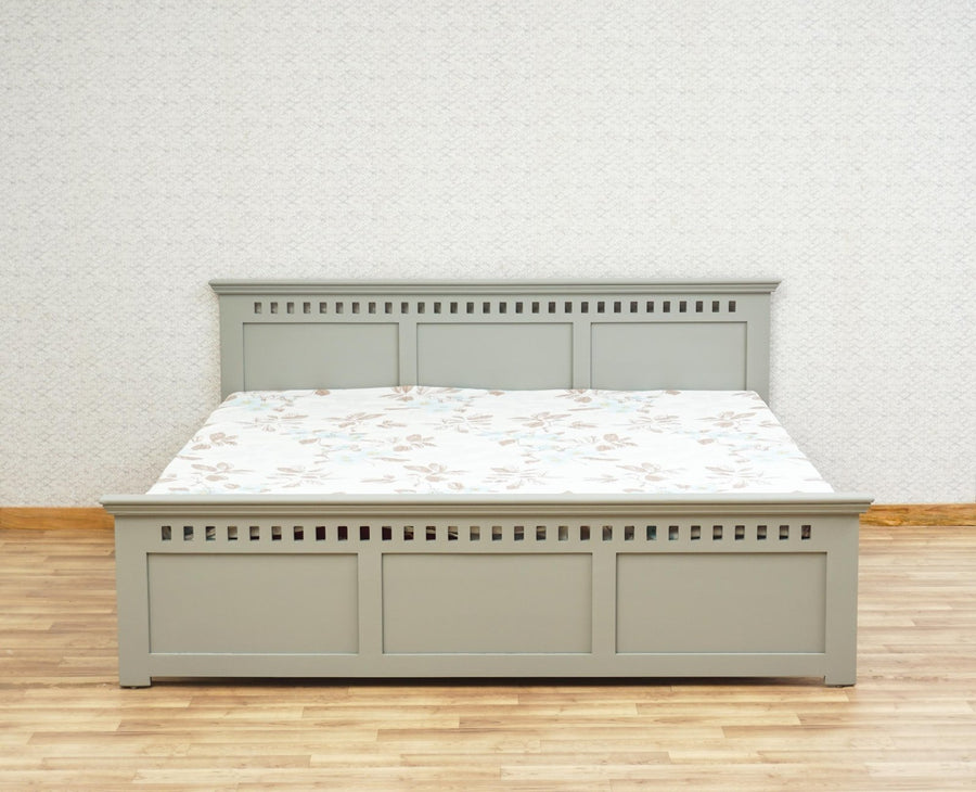 Alexandria Solid Wood King Size Bed - Furniselan Cool-Grey