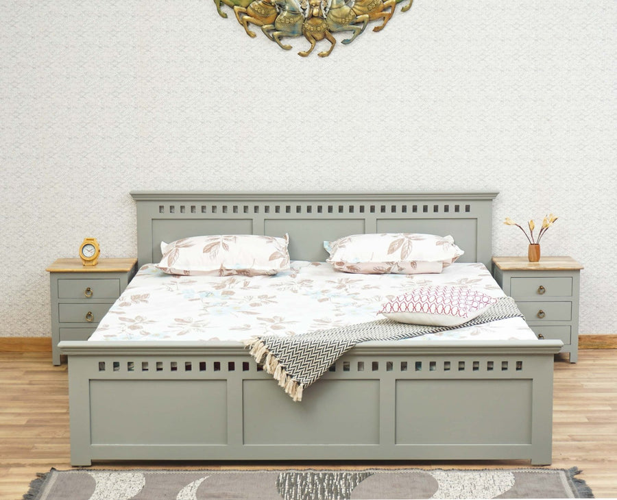 Alexandria Solid Wood King Size Bed - Furniselan Cool-Grey