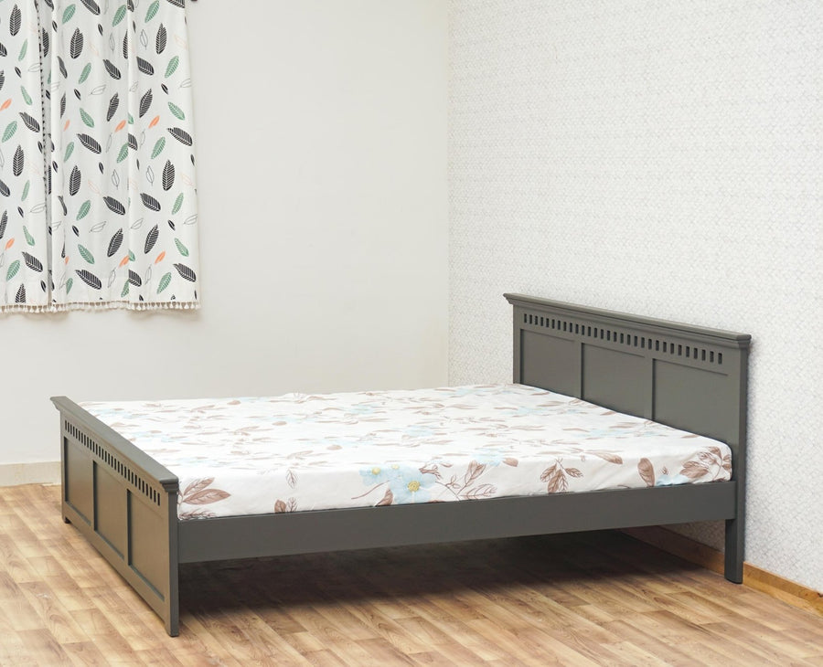 Alexandria Solid Wood King Size Bed - Furniselan Slate-Grey