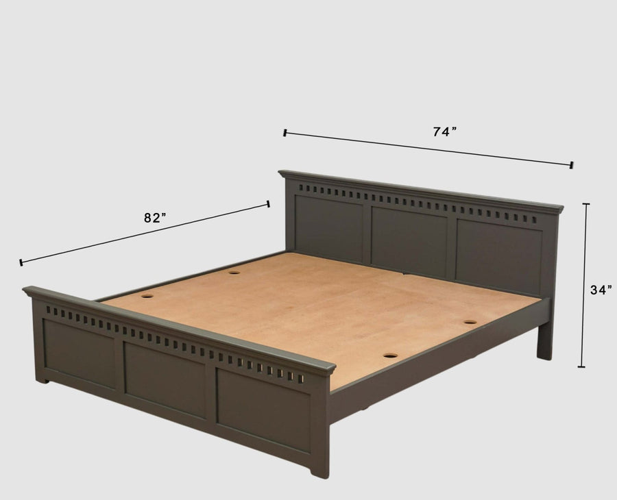 Alexandria Solid Wood King Size Bed - Furniselan Slate-Grey