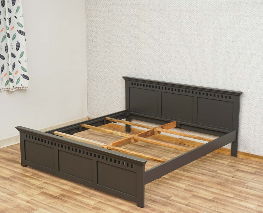 Alexandria Solid Wood King Size Bed - Furniselan Slate-Grey