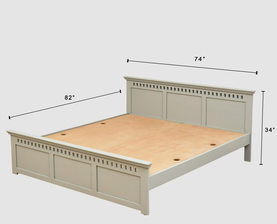 Alexandria Solid Wood King Size Bed - Furniselan Cool-Grey