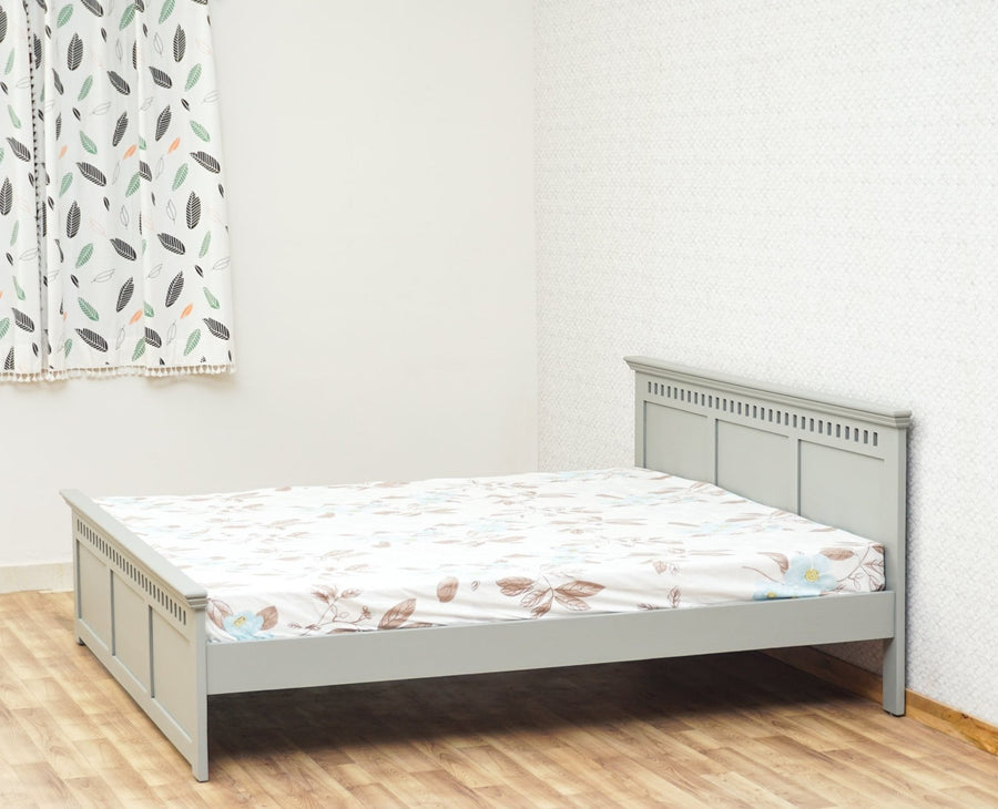 Alexandria Solid Wood King Size Bed - Furniselan Cool-Grey