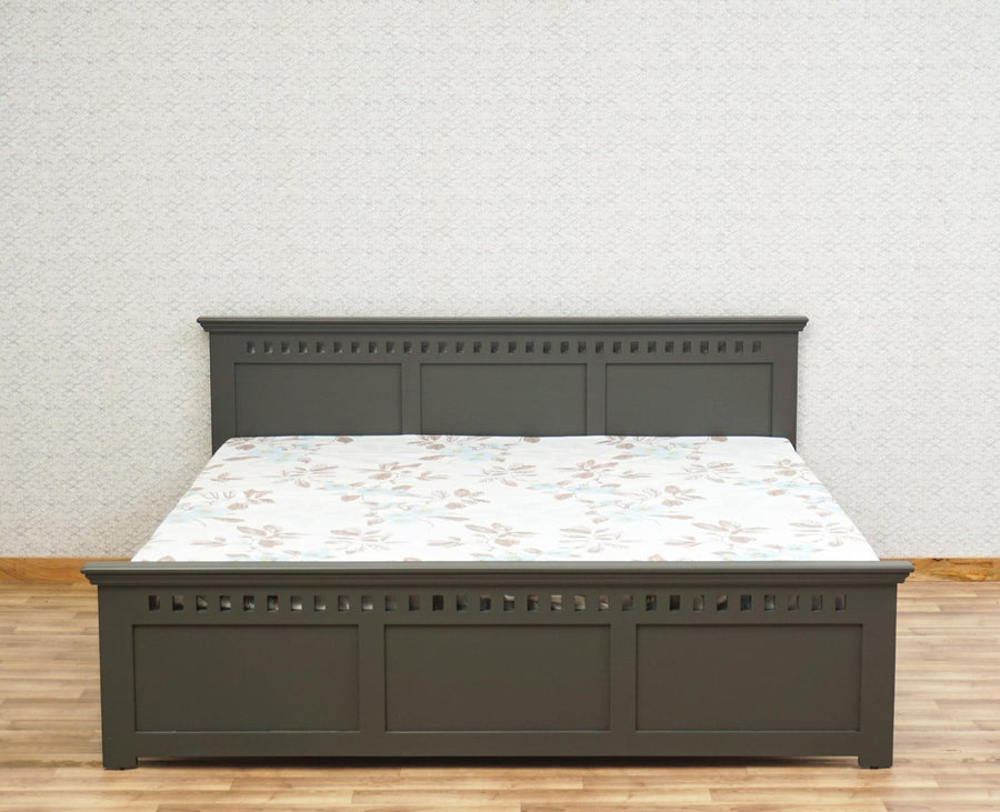 Alexandria Solid Wood King Size Bed - Furniselan Slate-Grey