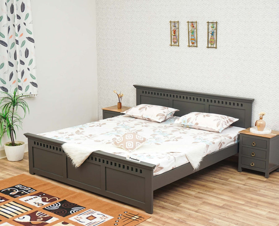 Alexandria Solid Wood King Size Bed - Furniselan Slate-Grey