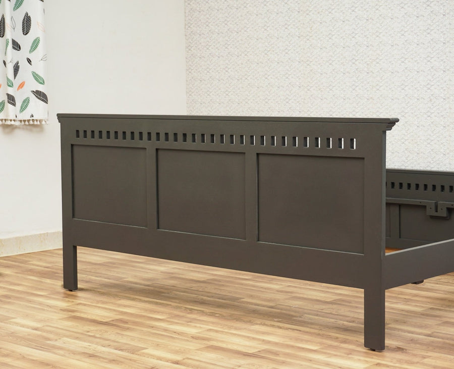 Alexandria Solid Wood King Size Bed - Furniselan Slate-Grey