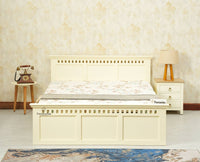 Alexandria Solid Wood King Size Bed with Hydraulic Storage Box Furniselan foresty white