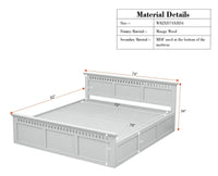 Alexandria Solid Wood King Size Bed with Hydraulic Storage Box Furniselan foresty white