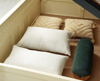 Alexandria Solid Wood King Size Bed with Hydraulic Storage Box Furniselan foresty white