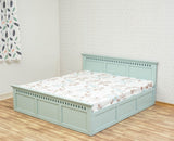 Alexandria Solid Wood King Size Bed with Storage Box - Furniselan Silt-Green