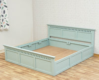 Alexandria Solid Wood King Size Bed with Storage Box - Furniselan Silt-Green