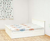 Alexandria Solid Wood King Size Bed with Storage Box - Furniselan Milky-White