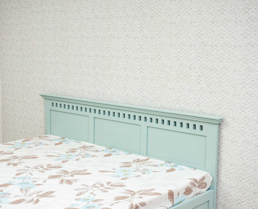 Alexandria Solid Wood King Size Bed with Storage Box - Furniselan Silt-Green