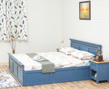 Alexandria Solid Wood King Size Bed with Storage Box - Furniselan China-Blue