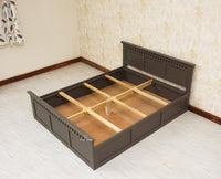Alexandria Solid Wood King Size Bed with Storage Box - Furniselan Slate-Grey