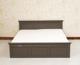 Alexandria Solid Wood King Size Bed with Storage Box - Furniselan Slate-Grey