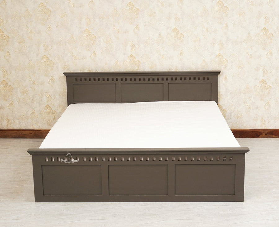Alexandria Solid Wood King Size Bed with Storage Box - Furniselan Slate-Grey