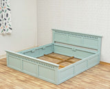 Alexandria Solid Wood King Size Bed with Storage Box - Furniselan Silt-Green