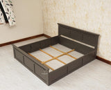 Alexandria Solid Wood King Size Bed with Storage Box - Furniselan Slate-Grey