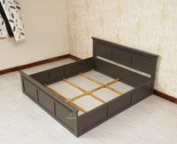 Alexandria Solid Wood King Size Bed with Storage Box - Furniselan Slate-Grey