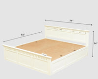 Alexandria Solid Wood King Size Bed with Storage Box - Furniselan Milky-White