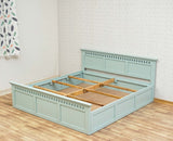 Alexandria Solid Wood King Size Bed with Storage Box - Furniselan Silt-Green