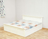 Alexandria Solid Wood King Size Bed with Storage Box - Furniselan - Frosty White