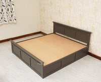 Alexandria Solid Wood King Size Bed with Storage Box - Furniselan Slate-Grey
