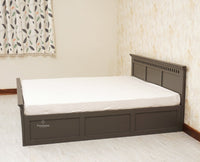 Alexandria Solid Wood King Size Bed with Storage Box - Furniselan Slate-Grey
