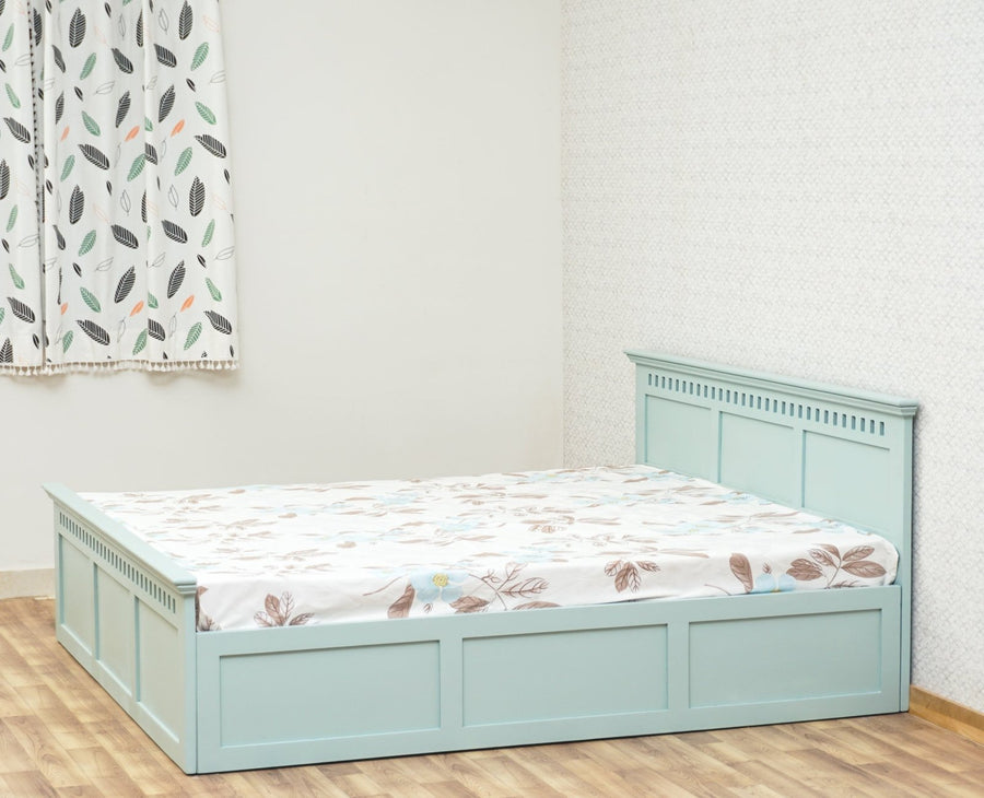 Alexandria Solid Wood King Size Bed with Storage Box - Furniselan Silt-Green