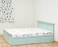 Alexandria Solid Wood King Size Bed with Storage Box - Furniselan Silt-Green