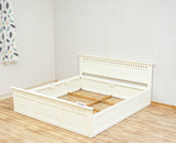 Alexandria Solid Wood King Size Bed with Storage Box - Furniselan - Frosty White