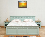 Alexandria Solid Wood King Size Bed with Storage Box - Furniselan Silt-Green
