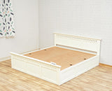 Alexandria Solid Wood King Size Bed with Storage Box - Furniselan - Frosty White