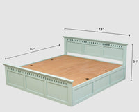 Alexandria Solid Wood King Size Bed with Storage Box - Furniselan Silt-Green